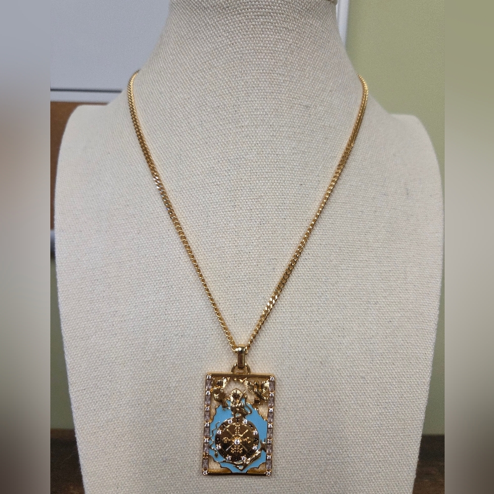 18k Gold Plated Selenichast Wheel of Fortune Pendant Necklace